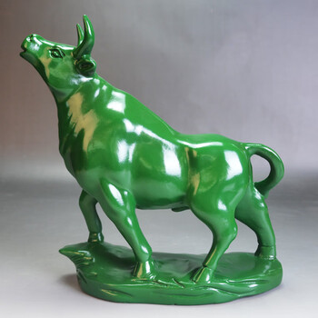 句可青牛摆件绿色木雕牛十二生肖木牛运势如虹摆件家居客厅办公装饰开