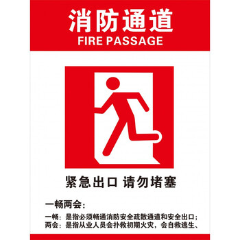 出口疏散逃生通道门指示牌标志标识贴警报锁贴纸定制 红色紧急出口