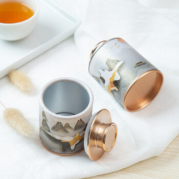 元族小茶罐小罐茶空罐子茶叶包装盒红茶绿茶创意密封罐一曲山河小泡罐