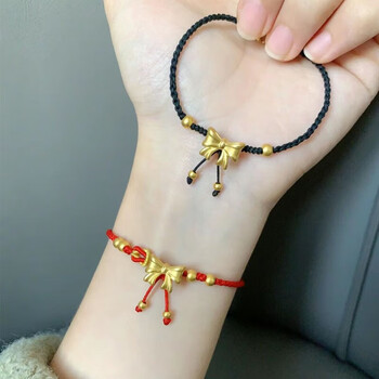 蝴蝶结手链女在逃公主编织手绳中秋生日礼物送女友黄金蝴蝶结手链