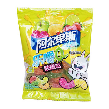阿尔卑斯乐嚼q60g*8袋抖音网红戒指款缤纷乐园混合口味软糖果零食