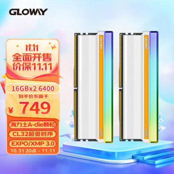光威（Gloway）32GB (16GBX2)套装 DDR5 6400 台式机内存条 神策RGB系列-皓月白 海力士A-die颗粒 CL32