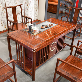 尤亚全实木茶桌椅组合现代家用茶台功夫茶几办公室高端乌金木泡茶桌