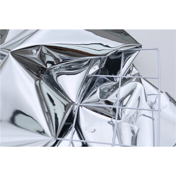 蕾宁双面银色镜面pu反光膜面料 荧光防水创意装设计师服装布料 小样10