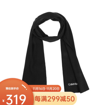 Calvin Klein凯文克莱CK围巾 时尚休闲保暖围巾 礼物礼物 10335黑色 FZ