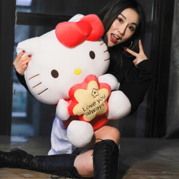 hellokitty公仔哈喽kt猫娃娃玩偶毛绒玩具抱枕生日礼物女孩五叶草红色