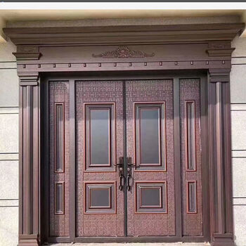 合金别墅大门双开门家用乡村仿铜防盗进户门 款式二_颜色花型任意搭配