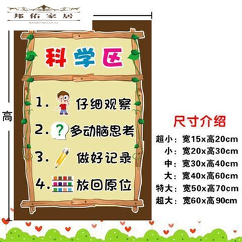 约定守则进区规则区角标识贴纸活动布置装饰墙贴 gw-20 科学区(墙贴)