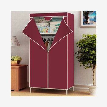 贺联宏毅布罩衣柜单人落地简易折叠免安装布家用便携窗帘式小布柜型衣