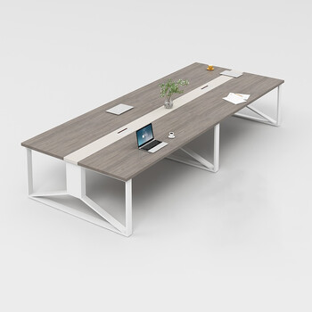 洛来宝钢木会议桌长桌洽谈桌培训桌板式长方形会议桌3500*1400*750mm