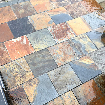 天然青石板户外露天阳台仿复古铁锈文化石别墅花园庭院滑地面砖精品
