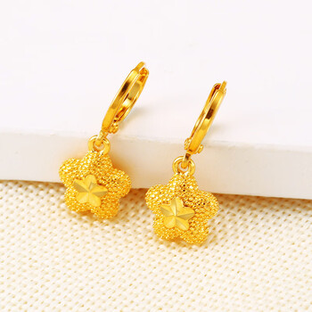 光煌520礼物送男女友珠宝黄金18k耳环3d硬金星星耳坠五角星耳钉星星