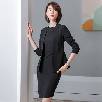 中年女人西装高档套装小套裙女春秋季2021年新款职业装连衣裙两件套