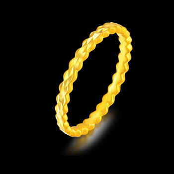 胤祺珠宝老凤凰黄金戒指女款999足金车花亮面指环闪耀金满天星个性