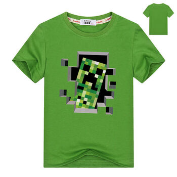 zbrt我的世界衣服儿童mc男女纯棉短袖夏天t恤游戏周边上衣潮苦力怕绿