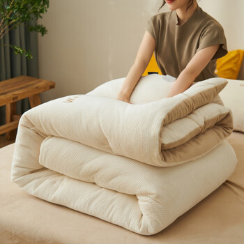 家纺 冬季羊羔绒冬被加厚加绒被子被芯双人棉被保暖褥子冬天单人宿舍