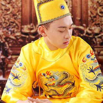 墨庭古代皇帝龙袍皇上的服装衣服明朝男古装明制汉服刺绣黄袍中国风王