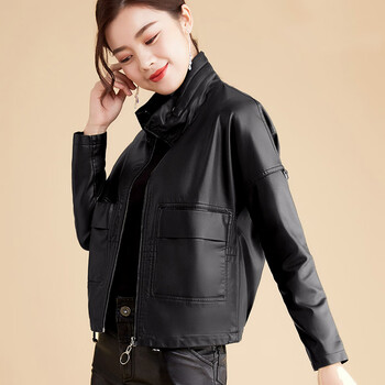 女士皮衣秋冬款真眞皮海宁女短宽松韩版休闲外套2022新立领机车皮夹克