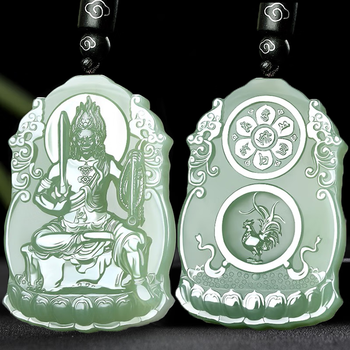 和玉情 和田玉生肖本命佛玉吊坠男女款守护神玉坠玉牌玉佩挂件玉石项链 属鸡-不动明X