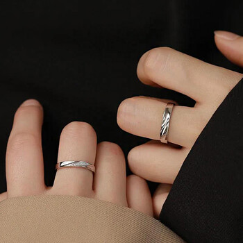 fanci范琦莫比乌斯恋爱频率925纯银情侣对戒指开口刻字感