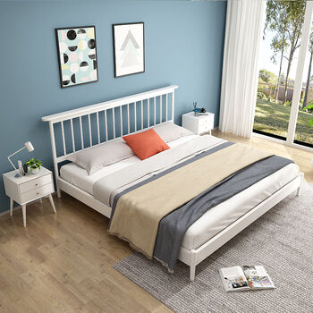 实木床北欧18米双人现代简约1米5民宿床网红12温莎原木气压135单床