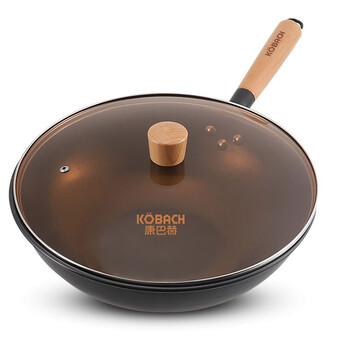 康巴赫炒锅铁锅无涂层炒菜锅轻油少烟34cm家用34cm适用于68人