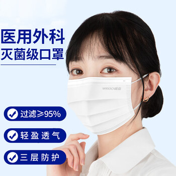 wego威高医用外科口罩一次性医疗口罩三层防护医生专用灭菌级透气口罩