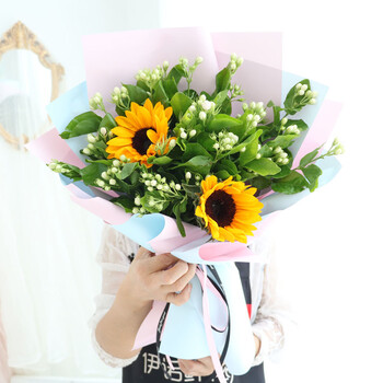 七夕恋洋甘菊花束毕业季情人节向日葵同城鲜花玫瑰北京天津杭州送花生日白色茉莉向日葵花束 图片价格品牌报价 京东