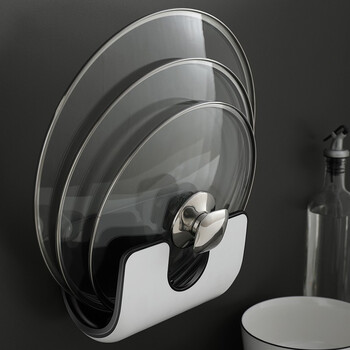 锅盖架壁挂式免打孔厨房家用坐式放锅盖的架子神器墙上置物收纳架ll