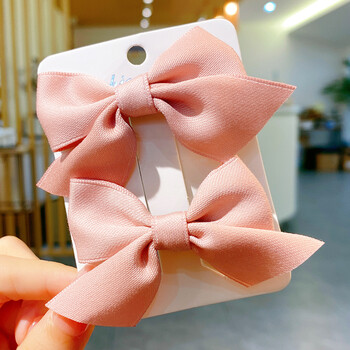 蝴蝶结发夹儿童女童日韩色侧边夹网红小女孩温柔刘海夹发饰头饰1粉色