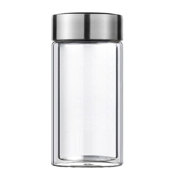 渊之源（YUANZHIYUAN）测温智能双层玻璃杯泡茶杯茶水分离办公水杯子男女式耐热隔热定制 无过滤 180ml 不能测温(本色)