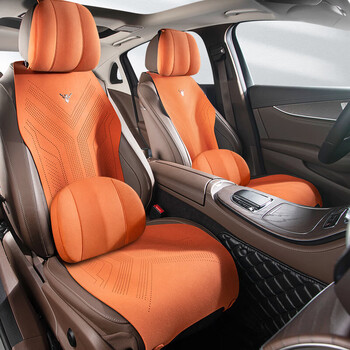 傲程22新款一汽大众探歌探岳探影四季汽车坐垫半包座套翻毛皮马艾马橙
