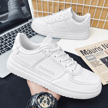 瑞大码男鞋春季中学生运动小白板鞋男款感百搭四季休闲皮鞋防水白色36