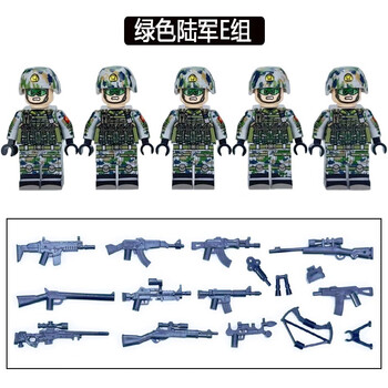 乐高优品军事人仔迷彩陆军特种兵士兵积木儿童拼装模型玩具男孩绿色