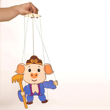 非遗提线木偶齐天大圣幼儿园玩具人偶儿童生日礼物蒙氏教具 木质猪
