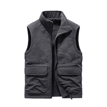 背心保暖坎肩外套外穿多口袋休闲马甲男春秋冬装换新抖音同款 灰色 m