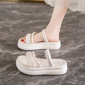 女士凉鞋>红蜻蜓金典踩屎感配裙子凉拖鞋女夏季外穿孕妇厚软底半托