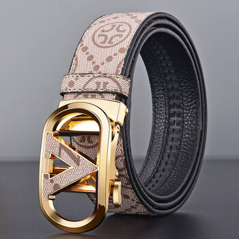 酷奇【奢侈品牌】 袋鼠皮带男士真皮时尚自动扣腰带头层牛皮年轻人