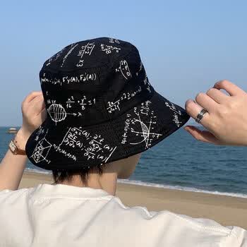 杭香莉渔夫帽男防晒遮阳帽夏季潮牌潮流潮帽子男生太阳帽男数学方程式