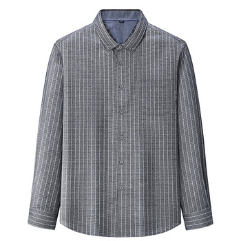 加大中老年男款长袖衬衫男士超肥超大号口袋秋冬打底厚衬衣胖灰色200