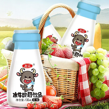 可钦左江水牛酸牛奶130ml瓶整箱小瓶儿童学生饮品左江水牛酸奶1箱10瓶