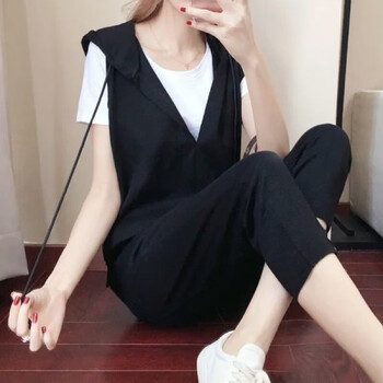 荣西图rongxitu装2022新款小个子150穿搭7分裤女洋气减龄小三黑色67三