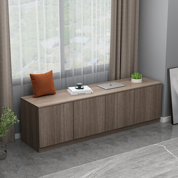 萌海豚实木飘窗柜阳台储物柜家用可坐阳台收纳置物柜大容量地柜矮柜两