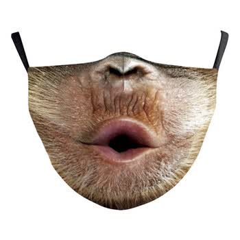 欧倩姗新品仿真人脸口罩抖音同款口罩趣味动物3d逼真印花防尘口罩可放