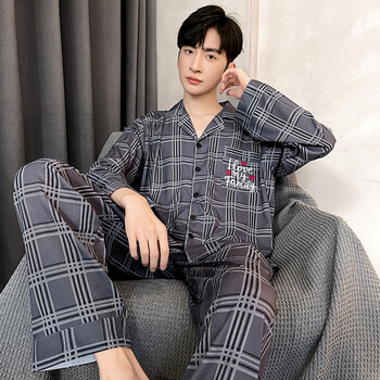 猫人miiow品质中青年睡衣男纯棉春秋季时尚新款长袖开衫男士家居服