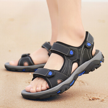 初中生穿的凉鞋青少年男生谅鞋胖童凉鞋男童中学生加肥沙滩鞋男孩中大