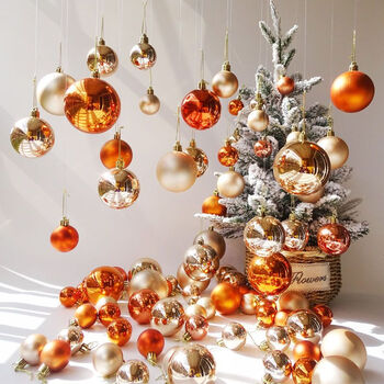 旭杉斯圣诞节店铺布置圣诞球香槟色圣诞树装饰吊球橱窗屋顶挂饰挂件24