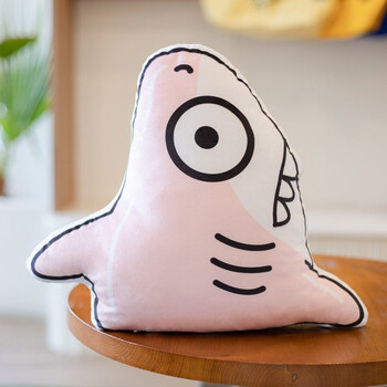 网红沙雕抱枕鲨雕鲨叉鲨瓜鲨缺鲨蛋靠垫鲨手坐垫创意整蛊玩具 橙色