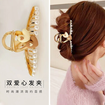 冠带爱心发夹后脑勺抓夹女大号鲨鱼夹子发饰发抓碎发刘海夹边夹发卡网