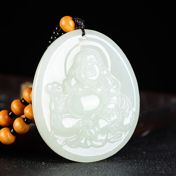 和田玉玉佛吊坠女款笑佛弥勒佛佛公项链挂件玉石送妈妈玉佩手工雕刻